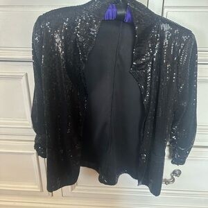 Elegant Black Sequin Women's Blazer